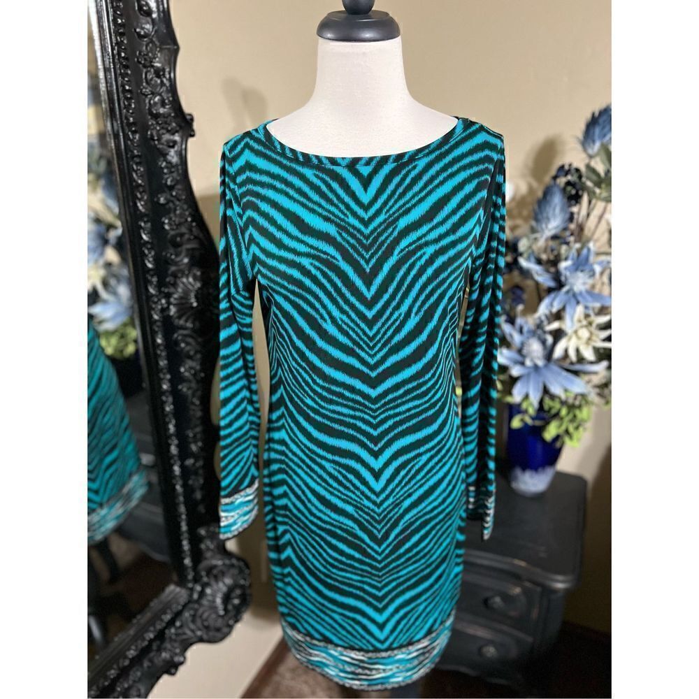 MICHAEL Michael Kors Long Sleeve Animal Print Shift Dress Size Small